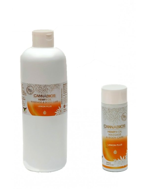 CBD Massage Oil Lemon cosmetics two bottles
