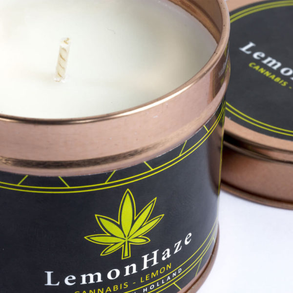 Cannacandles cannabis candle with lemon haze scent