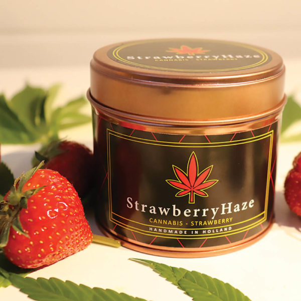 Cannacandle cannabis candle with strawberry scent