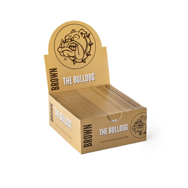 The Bulldog Amsterdam King Size Papers Brown Unbleached Raw 33 sheets - 50 pieces wholesale for twisted cigarettes.