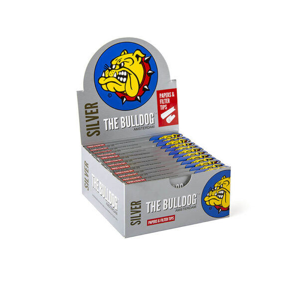 The Bulldog Amsterdam King Size Slim Papers Silver & TIPS with Filter Tips (roaches) 33 sheets – 24pieces for wholesale twisted hemp cigarettes.