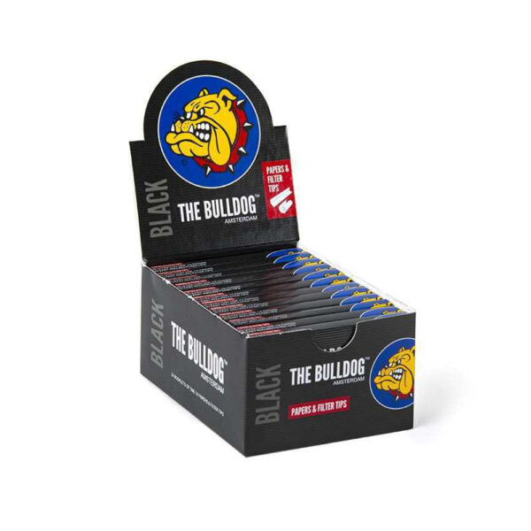 The Bulldog Amsterdam King Size Papers Black Medium 1&1/4 + TIPS with Filter Tips - in a 24 pcs wholesale display