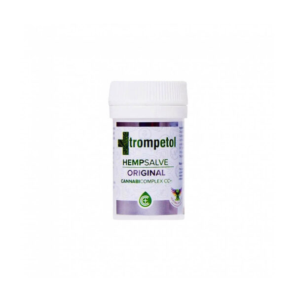 Trompetol Hemp Salve Original Regenerate with 30ml content for skin conditions such as proriasis, burns.