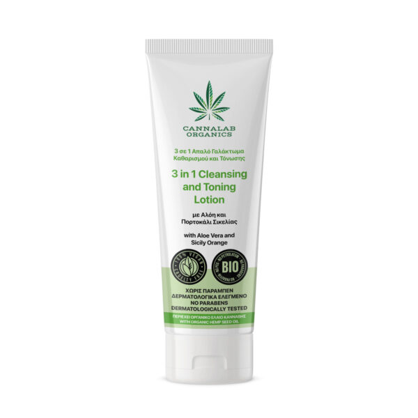 Cannalab Organics 3 in 1 Cleansing & Toning Lotion with Aloe Vera & Sicily Orange of 125ml product image.