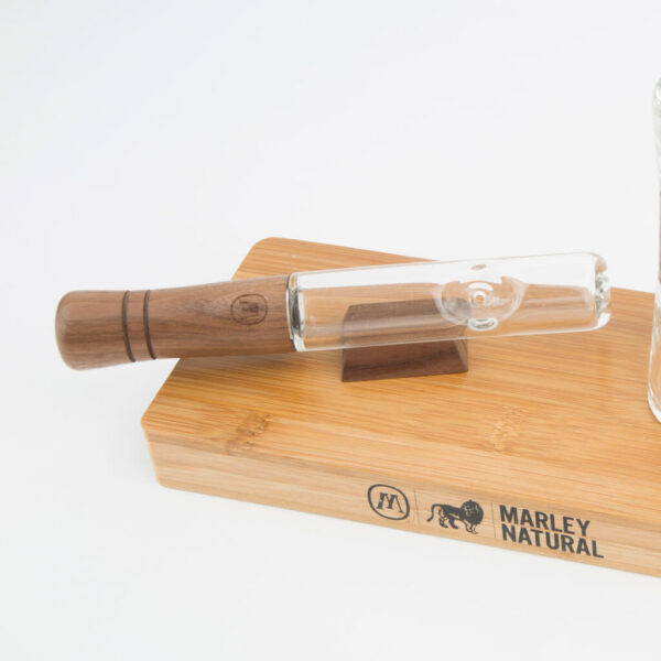 Marley Large Steam Roller - Glass pipe from the official Bob Marley Brand with a wooden base. Great for smoking CBD Cannabis Flowers.