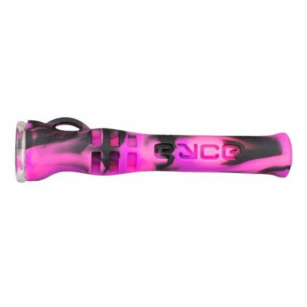 Eyce Shorty Taster - Silicone Pipe with Creature bang Glass for smoking / vapor color pink and black.