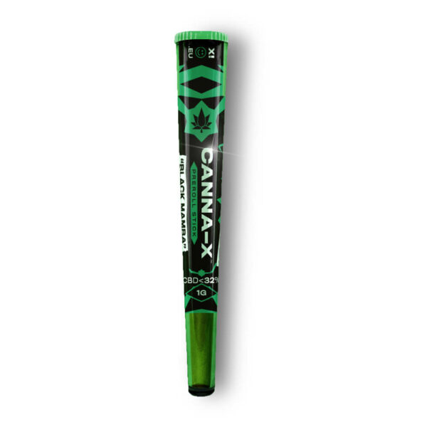 Canna-X Preroll Stick “Black Mamba” 32% CBD - 1gr with eco brown unbleached paper and eco tip.
