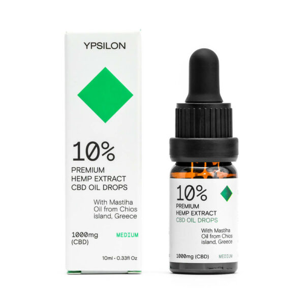 Ypsilon 10% (1000mg) “MEDIUM” CBD Oil with Organic Mastiha Oil from the island of Chios, Greece. Anti-cancer product, friendly to the stomach.