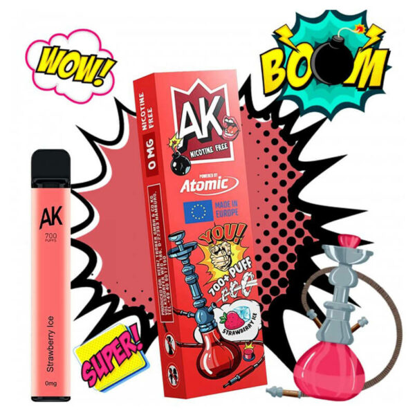 AK e-Shisha Ηλεκτρονικό Ναργιλέ Strawberry Ice - Ηλεκτρονικό Τσιγάρο Μιας Χρήσης (Nicotine Free) - AK / AROMA KING