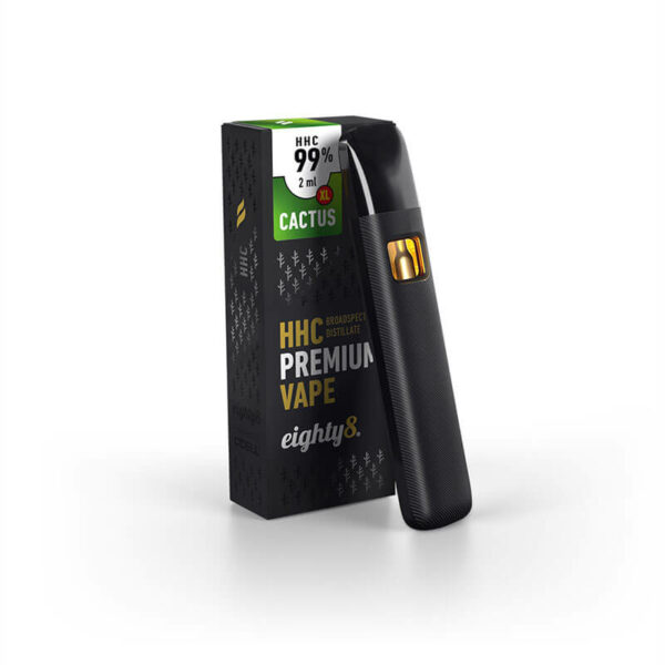 Eighty8 XL Disposable Vape 99% HHC Cactus flavour on a 2ml CCELL Vape. The best HHC vape available in Europe.