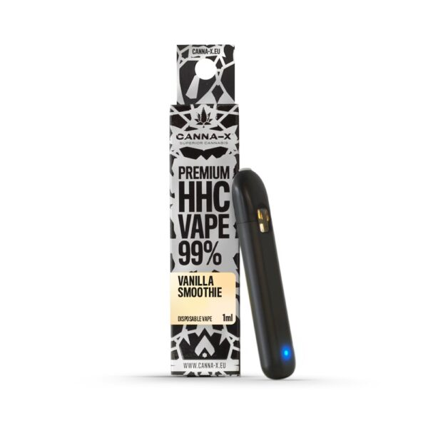 Disposable electronic cigarette Vape with HHC by Canna-X 1ml Vanilla Smoothie Flavor. Wholesale and Retail Greece, Cyprus, Europe